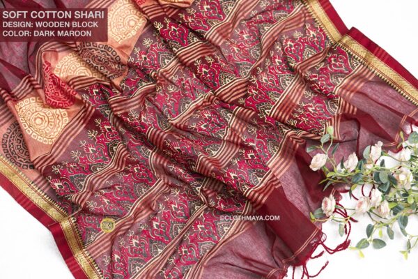 Cotton Block Print Shari