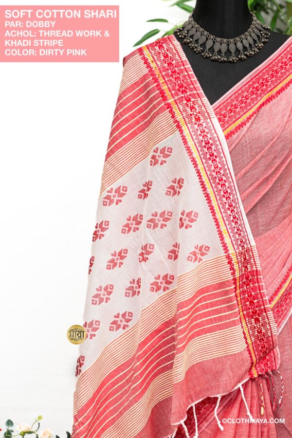Handloom Soft Cotton Shari - Image 5