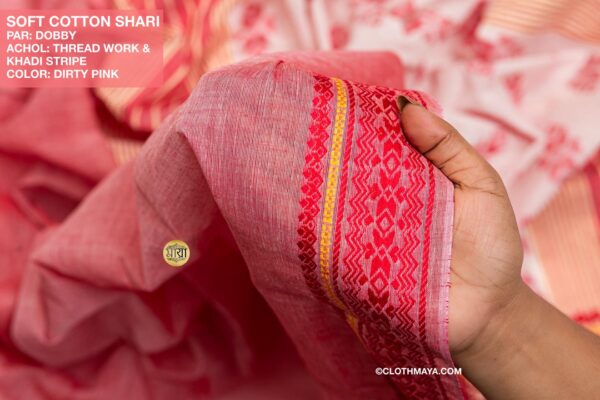 Handloom Soft Cotton Shari - Image 7