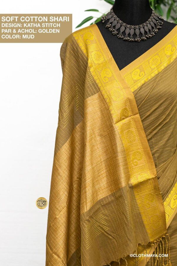 Handloom Soft Cotton Shari - Image 3