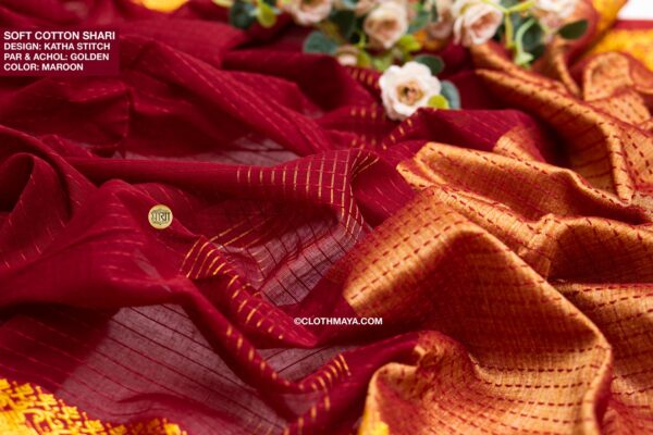 Handloom Soft Cotton Shari - Image 6