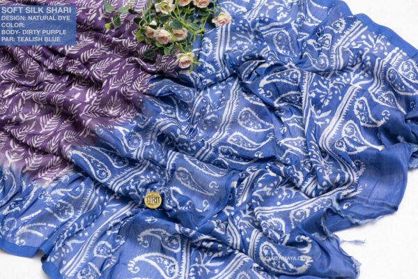 Handloom Soft Silk Natural Dye Shari - Image 6