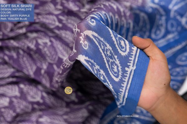 Handloom Soft Silk Natural Dye Shari - Image 8