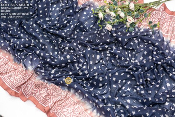 Handloom Soft Silk Natural Dye Shari - Image 7