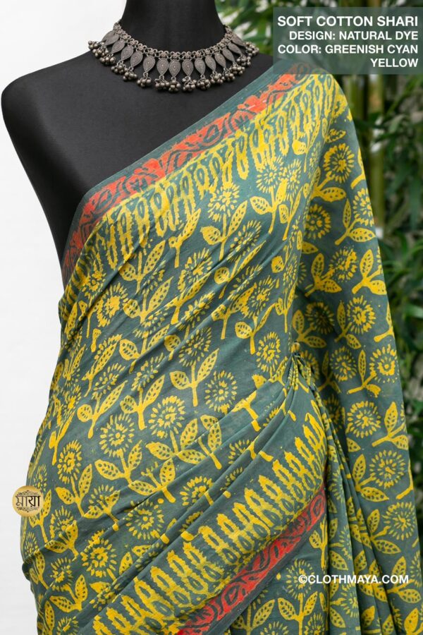 Handloom Soft Cotton Natural Dye  Shari - Image 2