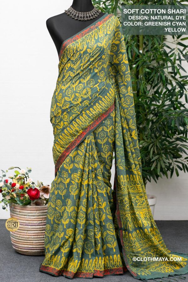 Handloom Soft Cotton Natural Dye  Shari
