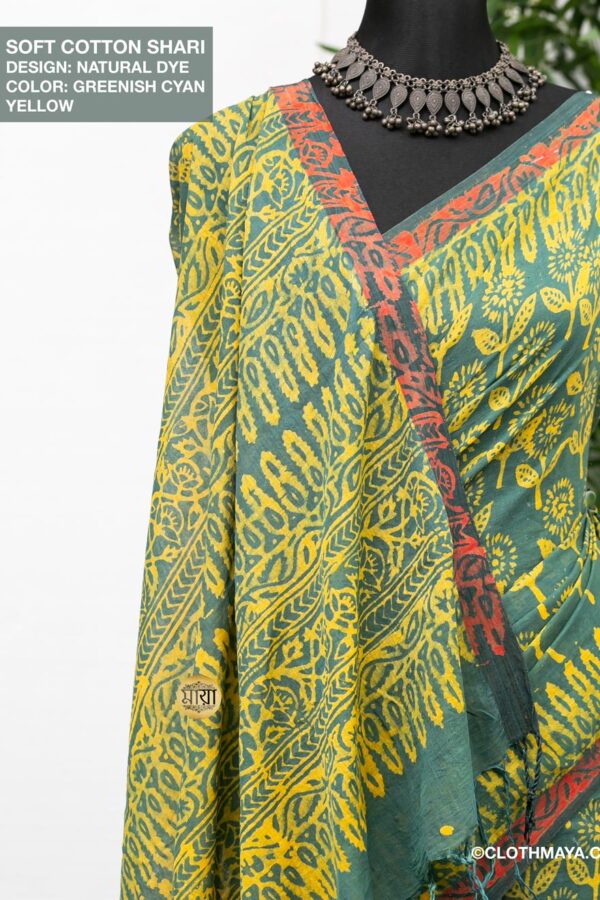 Handloom Soft Cotton Natural Dye  Shari - Image 5