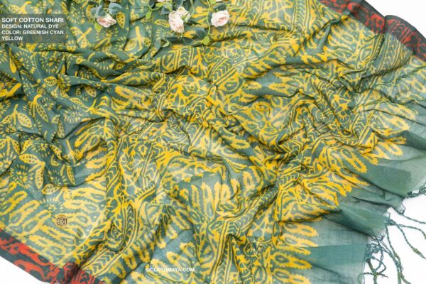 Handloom Soft Cotton Natural Dye  Shari - Image 6