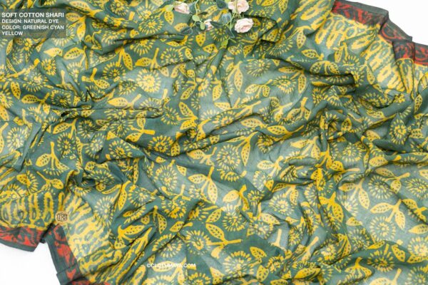 Handloom Soft Cotton Natural Dye  Shari - Image 7