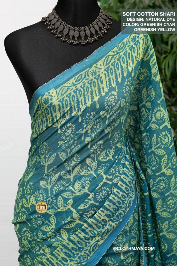 Handloom Soft Cotton Natural Dye  Shari - Image 2