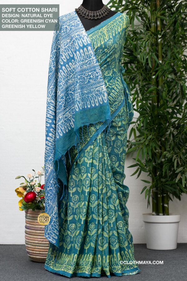 Handloom Soft Cotton Natural Dye  Shari - Image 5