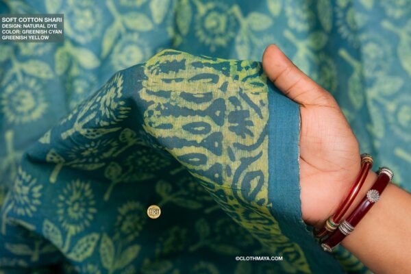 Handloom Soft Cotton Natural Dye  Shari - Image 6