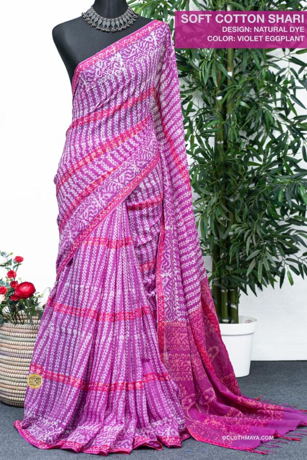 Handloom Soft Cotton Natural Dye  Shari