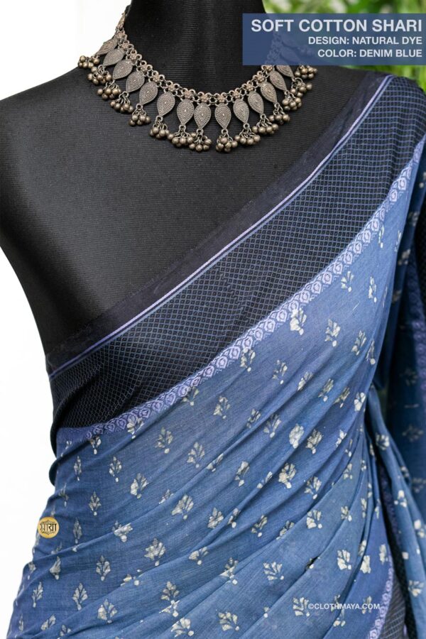 Handloom Soft Cotton Natural Dye  Shari - Image 3