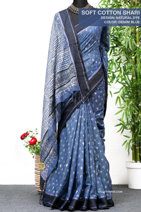 Handloom Soft Cotton Natural Dye  Shari - Image 4