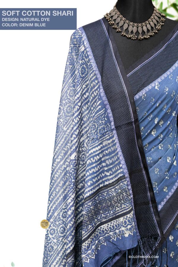 Handloom Soft Cotton Natural Dye  Shari - Image 5