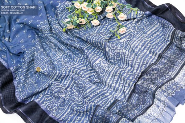 Handloom Soft Cotton Natural Dye  Shari - Image 6