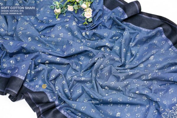 Handloom Soft Cotton Natural Dye  Shari - Image 8